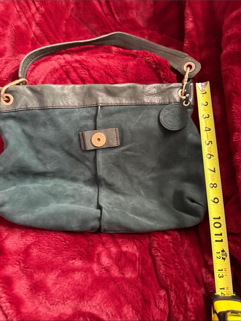 Kipling Dark Green Leather Shoulder Bag with Top Handle